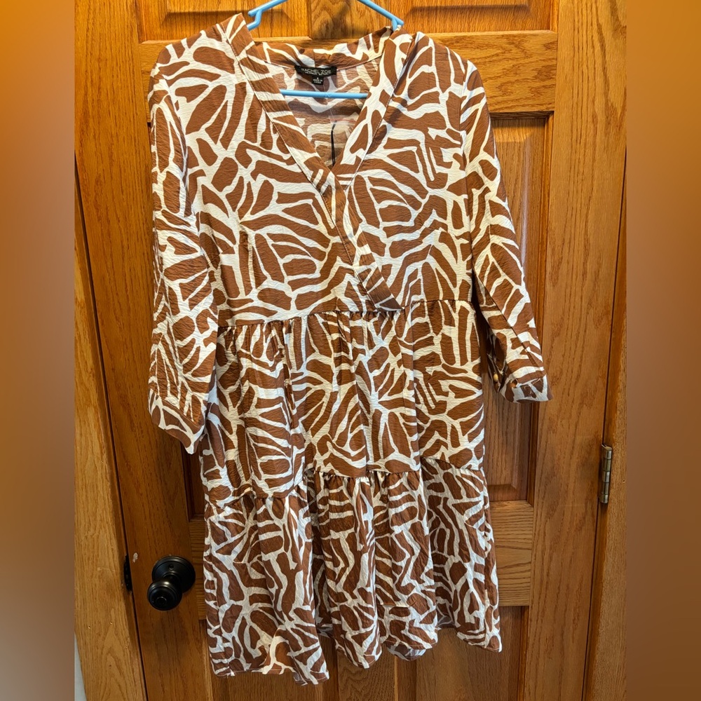 Rachel Zoe Brown and Cream Patterned Dress